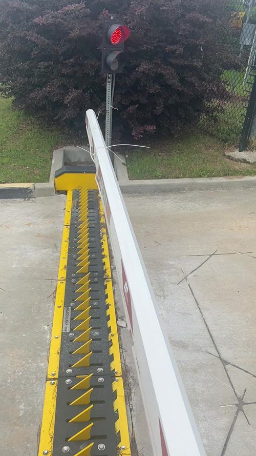A closeup image of a Low Profile Electric Road Barrier.